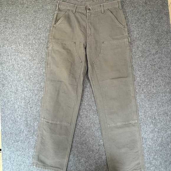 Carhartt Dungaree Fit Canvas Work Pants Carpenter Double Knee Trousers Sz 34x34 - Picture 1 of 12